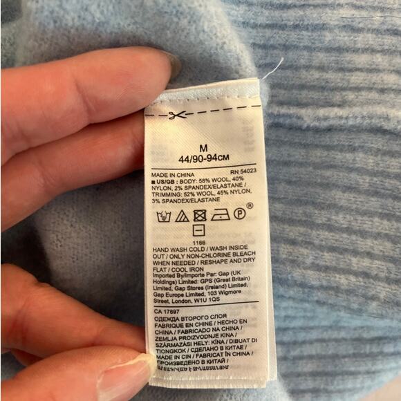 Banana Republic Womens Ice Blue Wool Blend Longline Cardigan Sweater Sz Medium - Picture 4 of 6